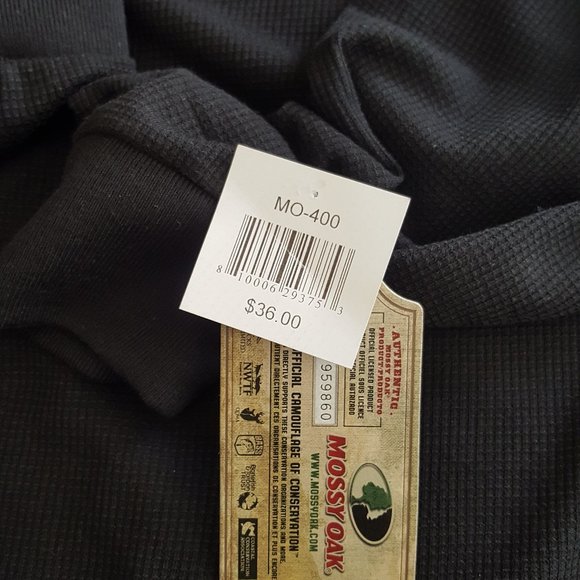 Black Button Collar Mossy Oak Long Sleeve Slip On Pull Over Shirt Mens Size XL - Picture 8 of 8
